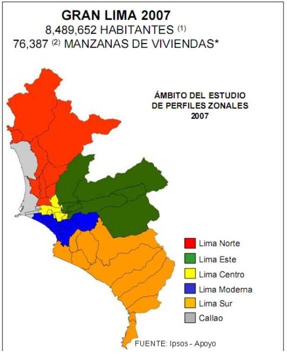 Distribucion espacial del Area Metropolitana de Lima